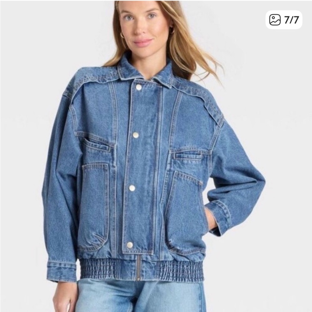 Universal Thread Light Blue Denim Bomber Jacket